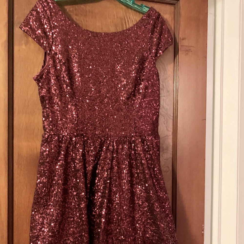 Sequin Cocktail Dress Burgundy Maroon Size 13